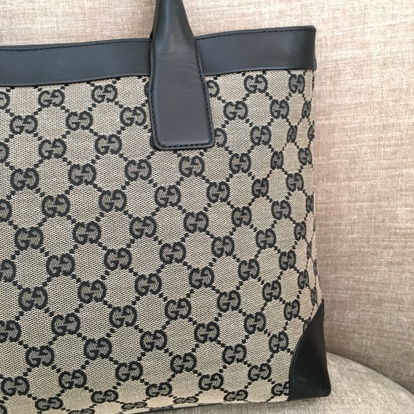 Authentic Gucci black grey monogram canvas tote bag - Picture 8 of 16